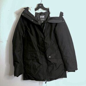 Helly Hansen Black Hooded Parka Insulated Raincoat NWT S